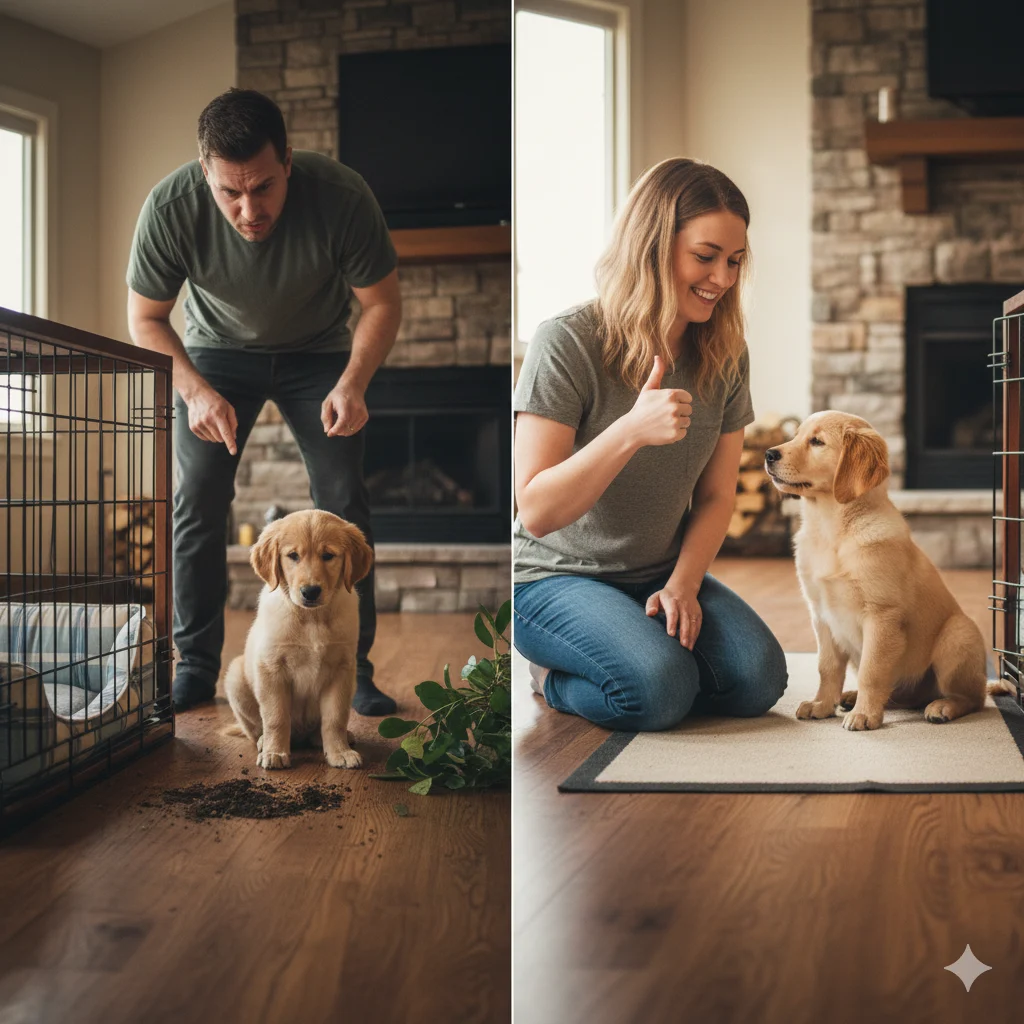 Common crate training mistakes like punishment or overuse.