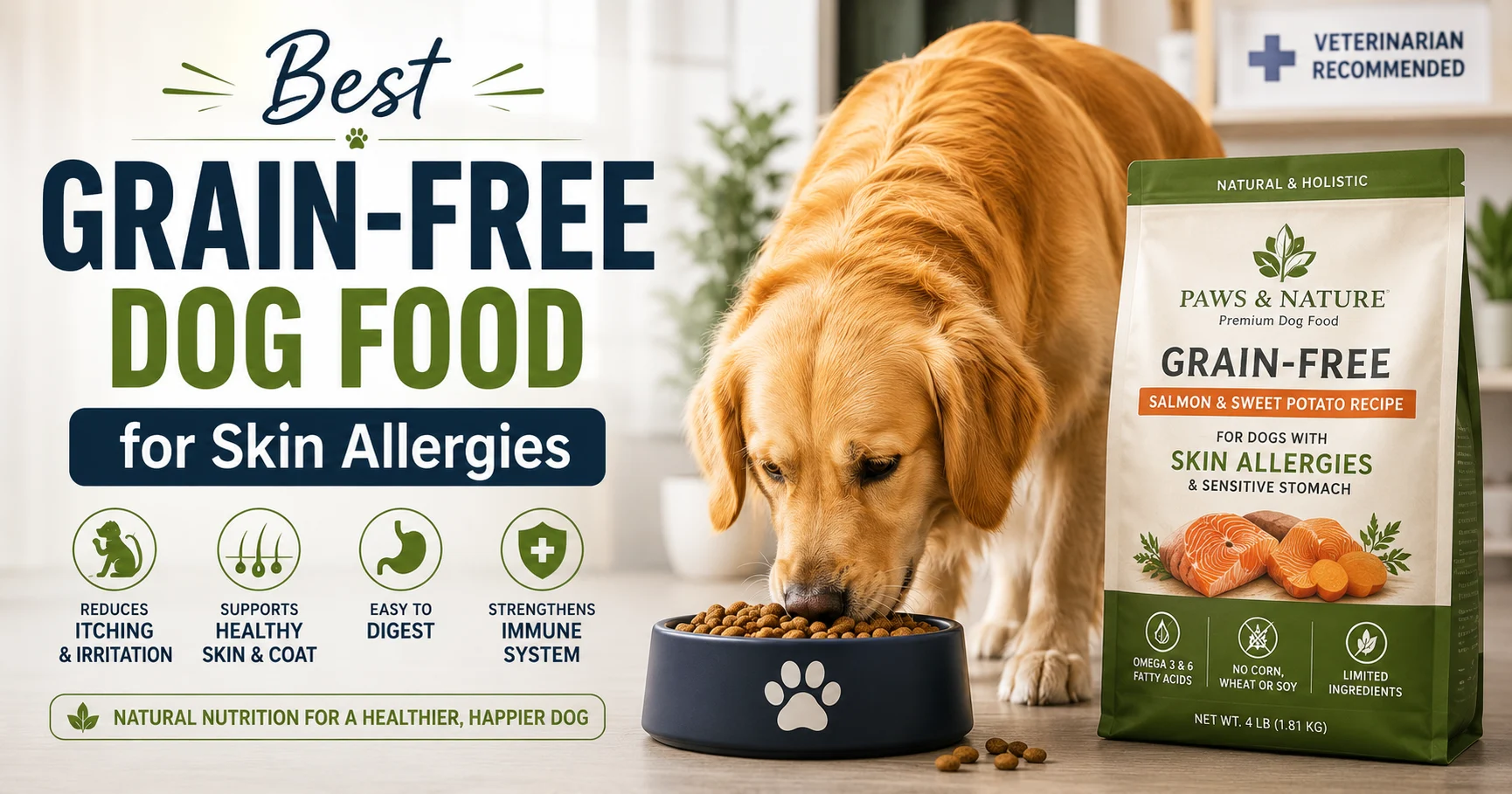 Best grain-free dog food for skin allergies for healthy skin and shiny coat in dogs