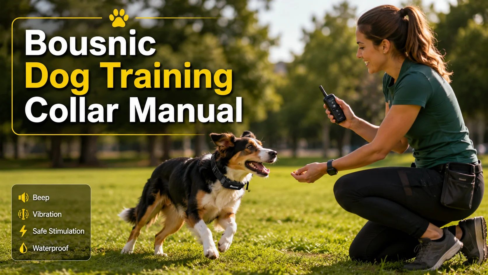 The Bousnic dog training collar manual helps owners learn how to set up, pair, and use a Bousnic training collar safely and effectively.