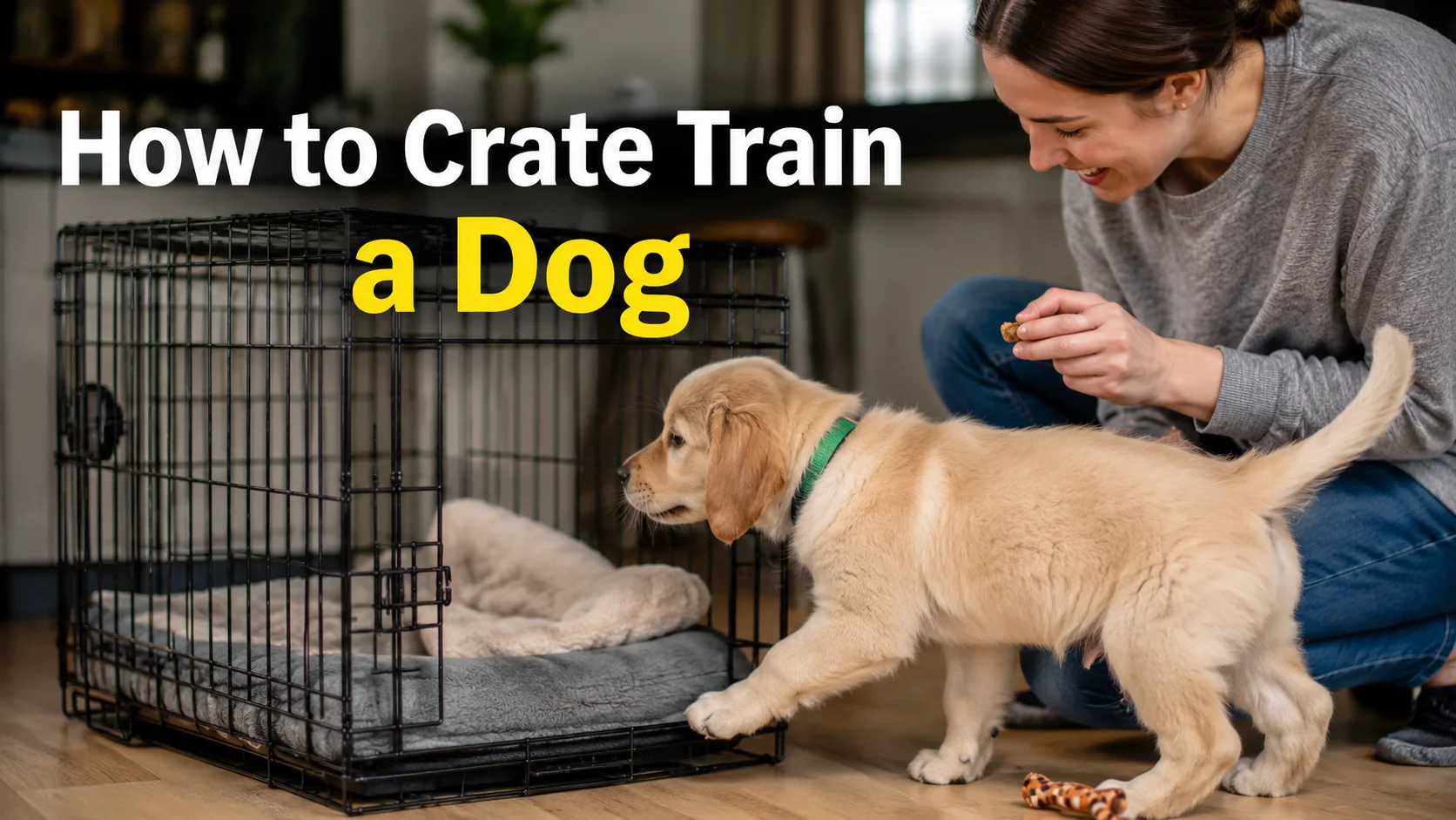 Learn how to crate train a dog with a simple step-by-step method, schedules, crate setup tips, common mistakes, and solutions for night-time whining.