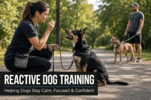 Reactive dog training with positive reinforcement in a park